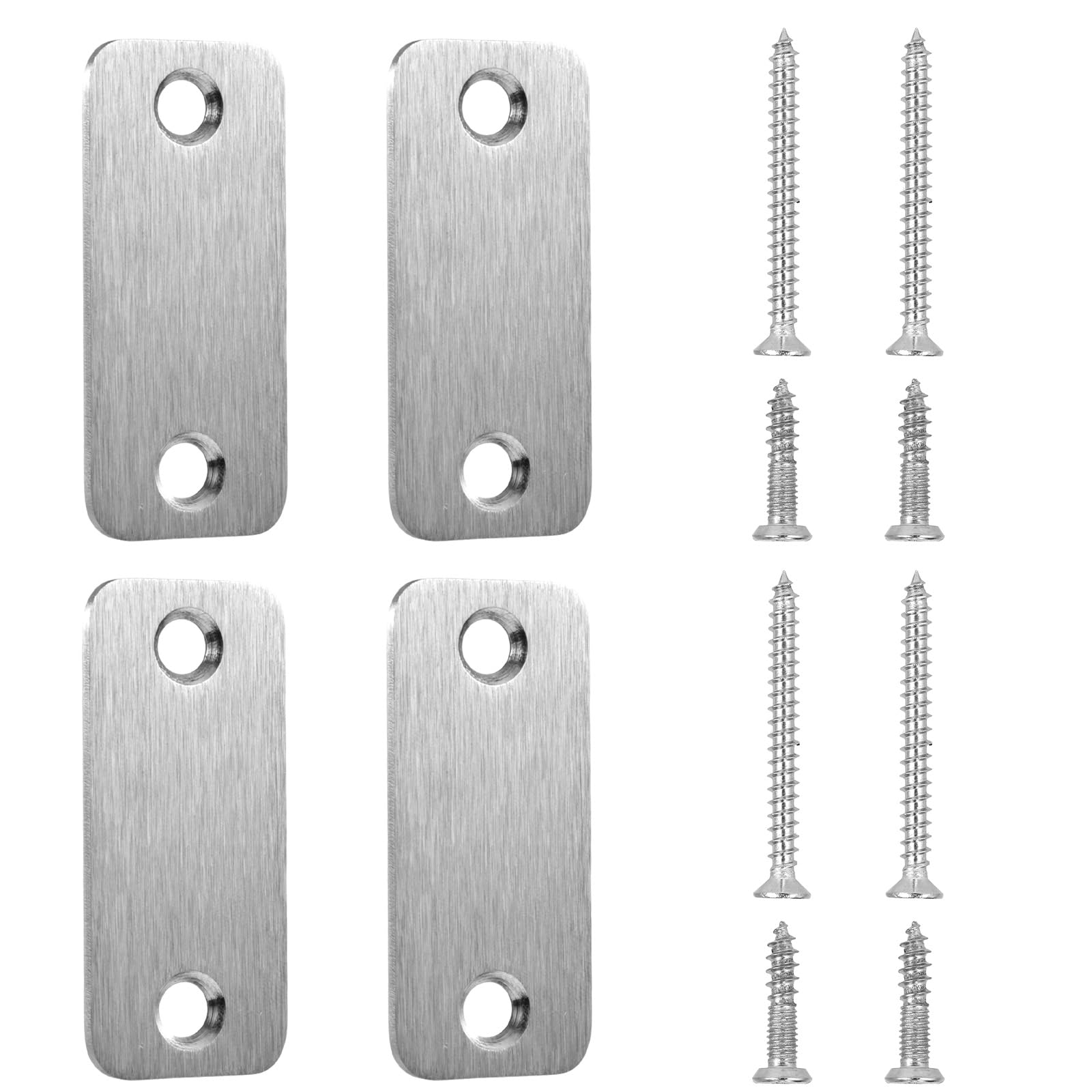 4pcs Door Edge Hole Filler Plate, Stainless Steel Cover Plate with Fixing Screws Door Latch Filler Plates for Enhanced Home Security (Silver)