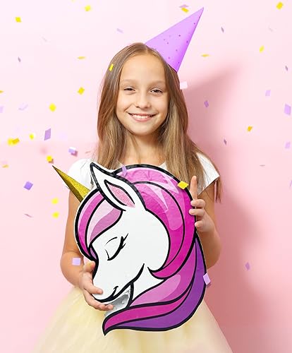 Miniatura 2 de Juego de 4 piezas de piñata de unicornio (16 x 10 pulgadas) perfecto para decoraciones de cumpleaños temáticas de unicornio, suministros de fiesta