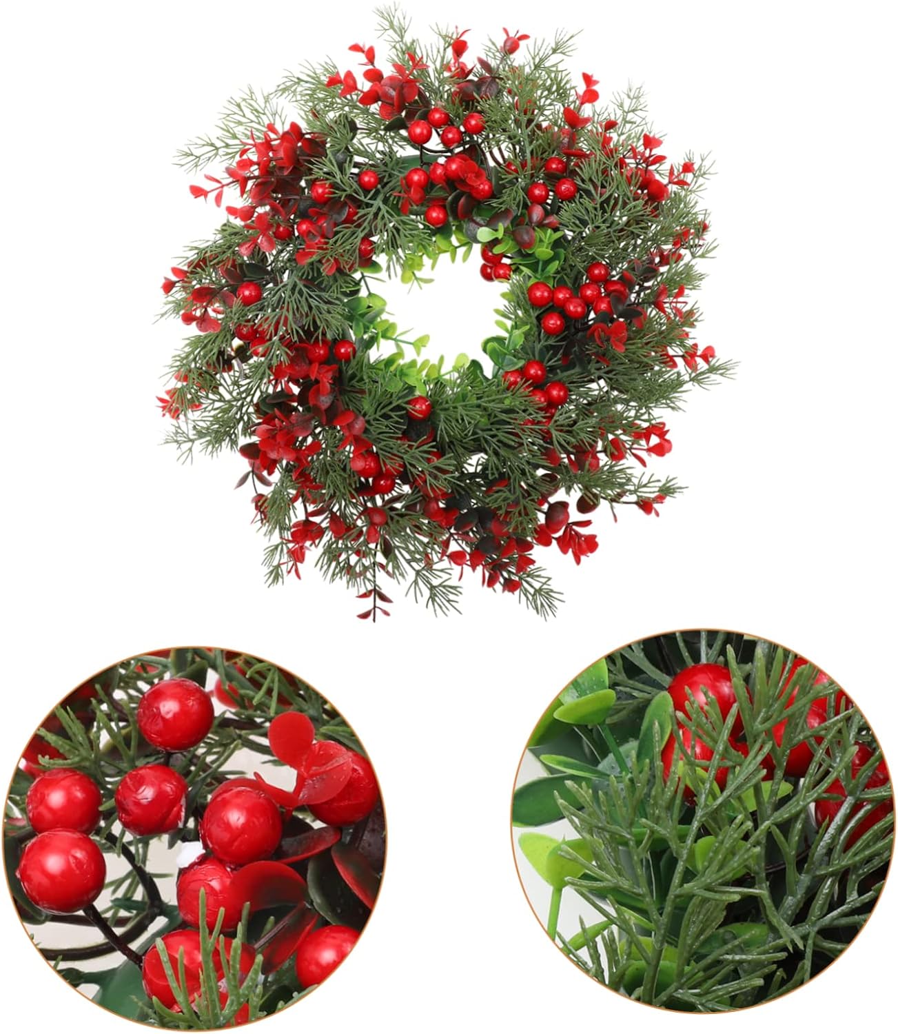 Amosfun 1pc Xmas Wreath Pendant Decor Lightweight Artificial Holiday Garland Berries for Front Door Home Decoration