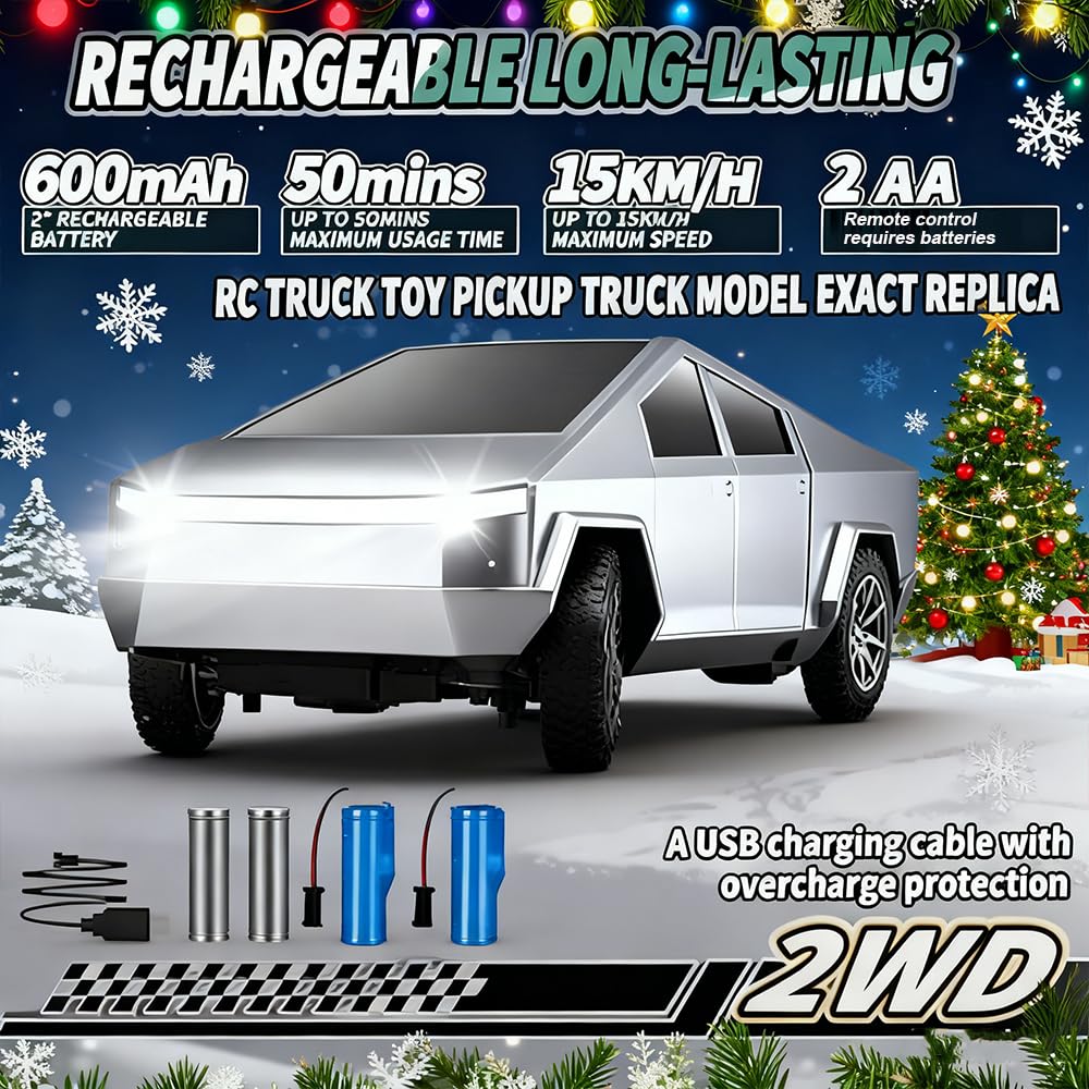 Photo 1 of ***DAMAGED -SELLING AS IS *** Remote Control Truck Toy Cyber Car with Light Effect Truck Toy with 2.4GHz 2WD RC Car, Constant Speed Cruise Function Ideal Christmas Gift for Kids Age 3+ Boys Girls