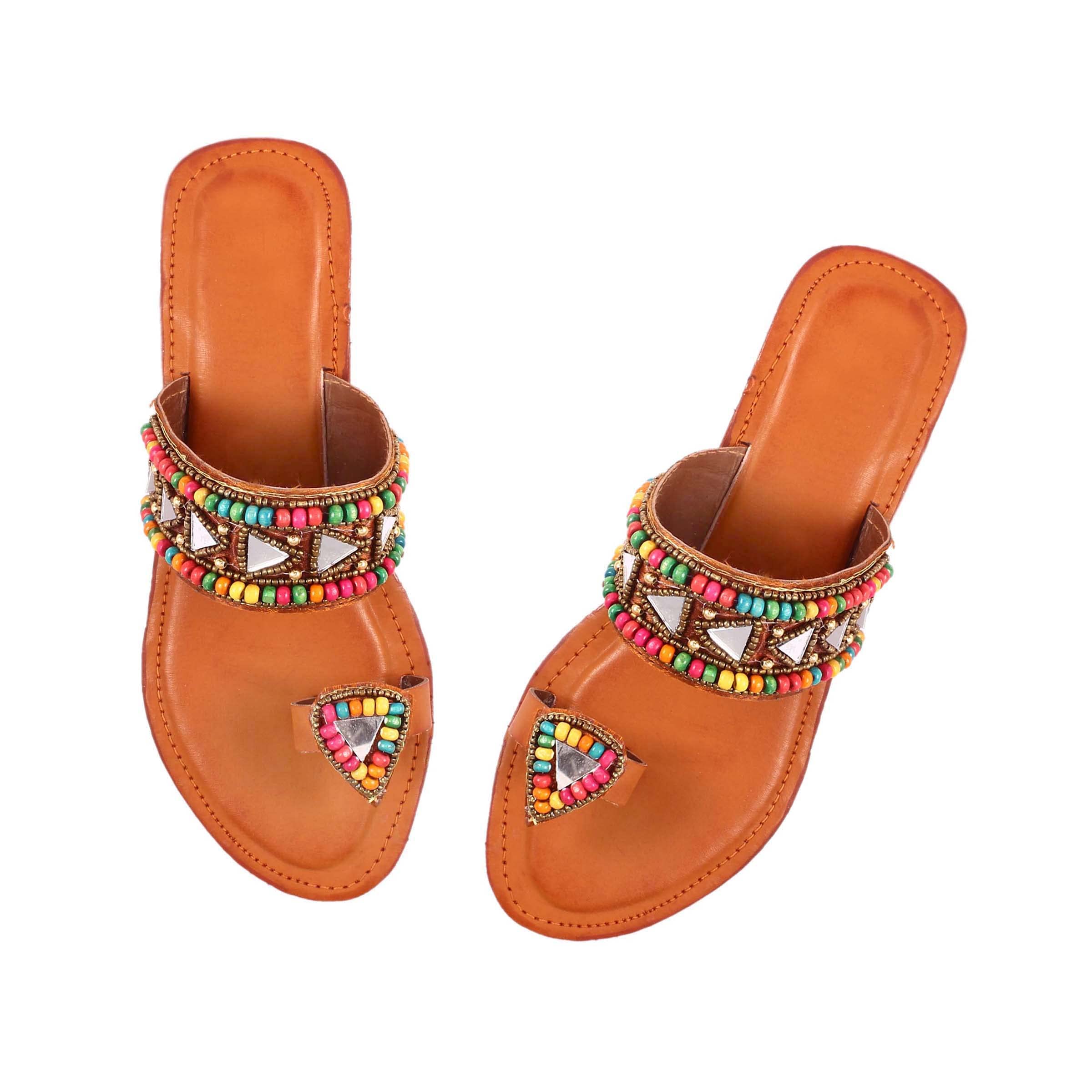 Rajaasthani Ethnic Embroidered Mirror Work Wedges for Women and Girls (Numeric_4) Brown (B0BS8VV392) Amazon Price History, Amazon Price Tracker