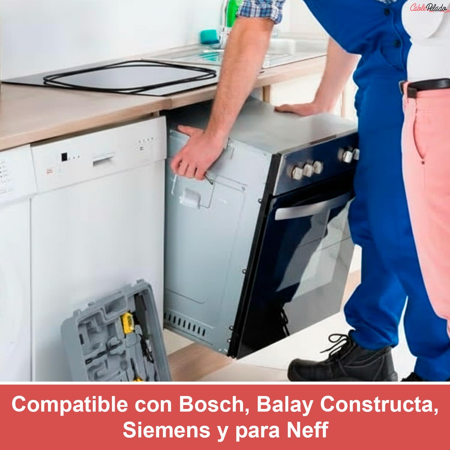 CABLEPELADO - Junta para Puerta de Horno Eléctrico 430 x 325 mm | Goma de Sellado de Silicona Térmica | Compatible con Balay, Bosch, Siemens, Neff y Constructa | Color Negro — view 4