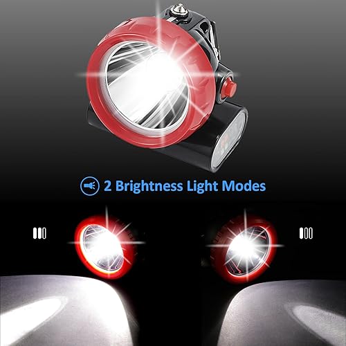 Miniatura 5 de Faro de minería antiexplosión mineros de carbón recargable 7000LUX brillo con luz de advertencia, lámpara de cabeza impermeable para trabajo