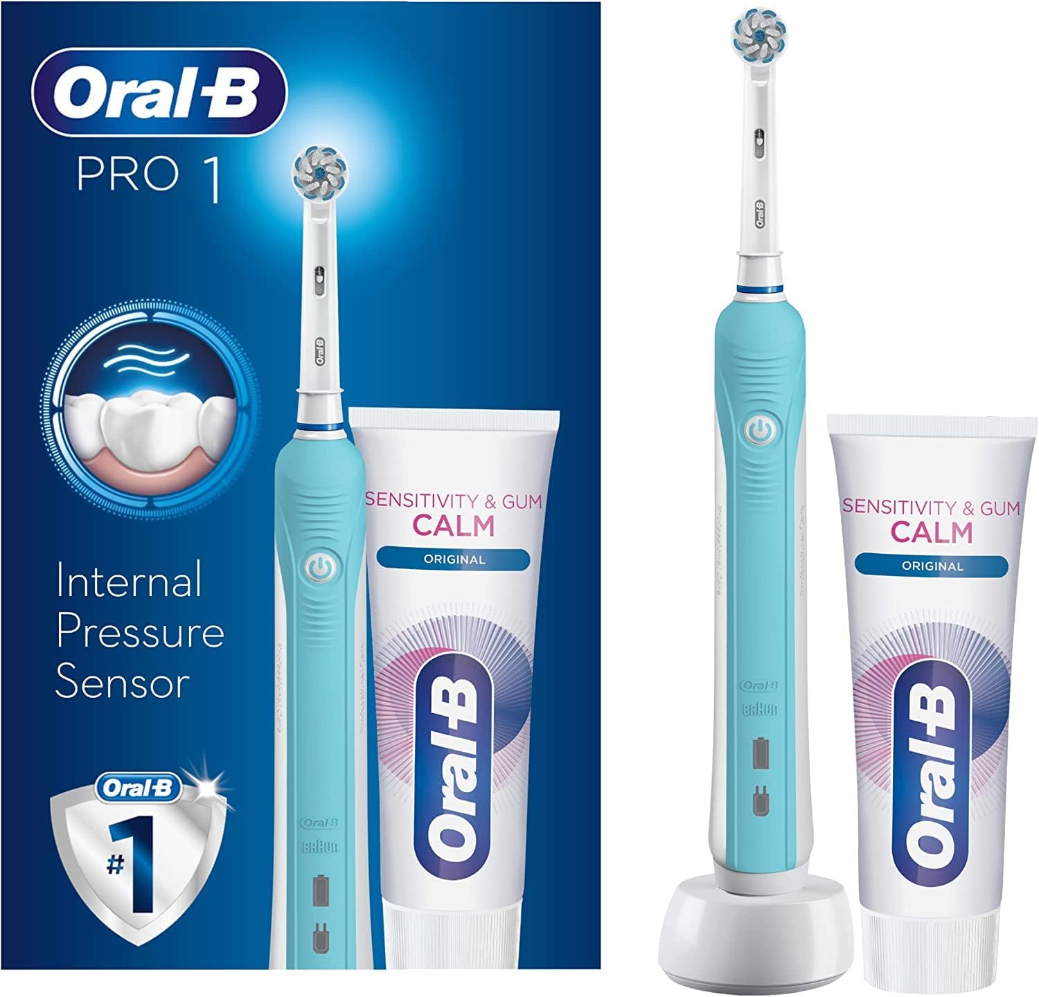 OralB Pro 1 Electric Toothbrush with Pressure Sensor & Sensitivity