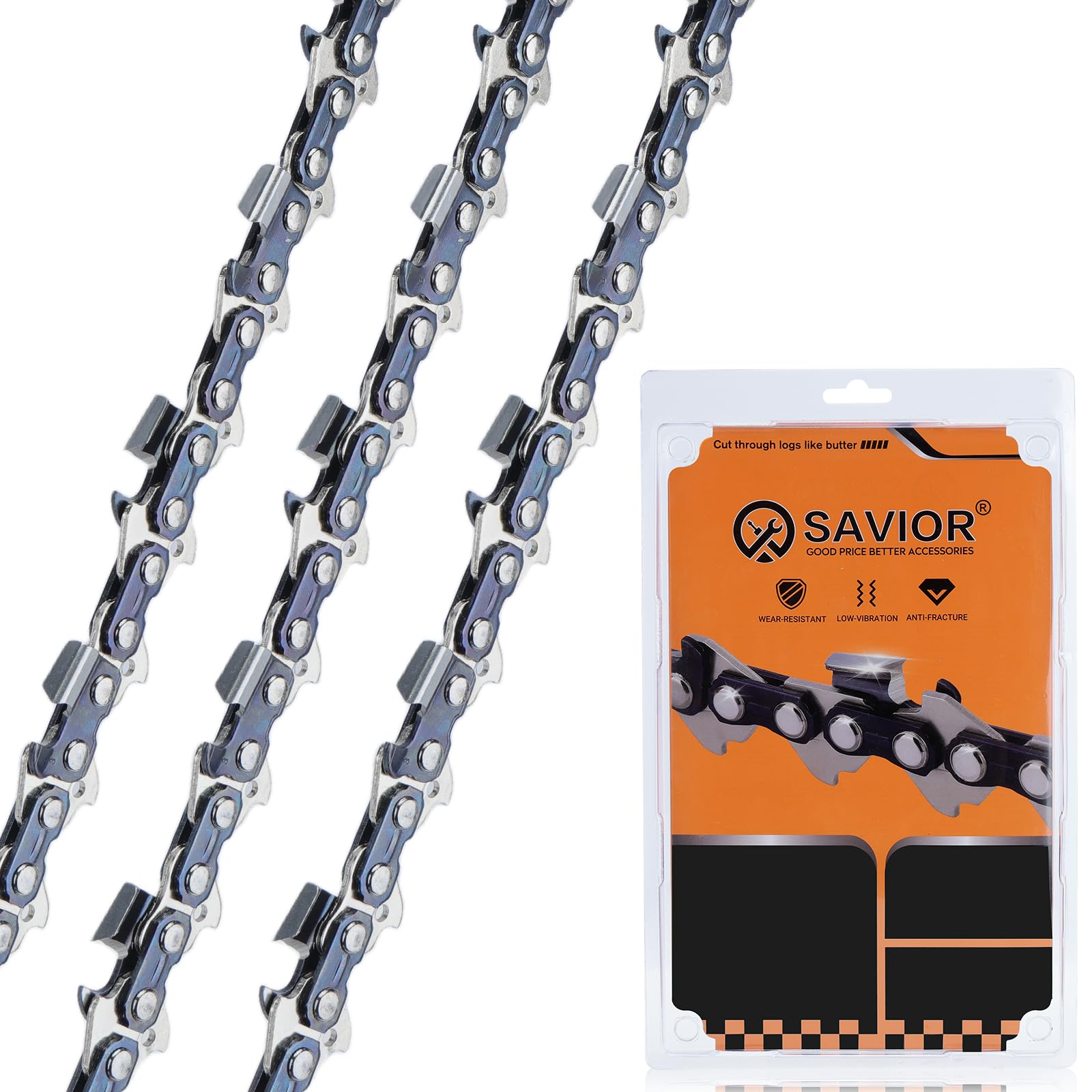 SAVIOR Sägeketten cm Schwert, Vollmeißel kette Kompatibel mit Husqvarna Dolmar Makita Oregon und mehr(3 Stück)