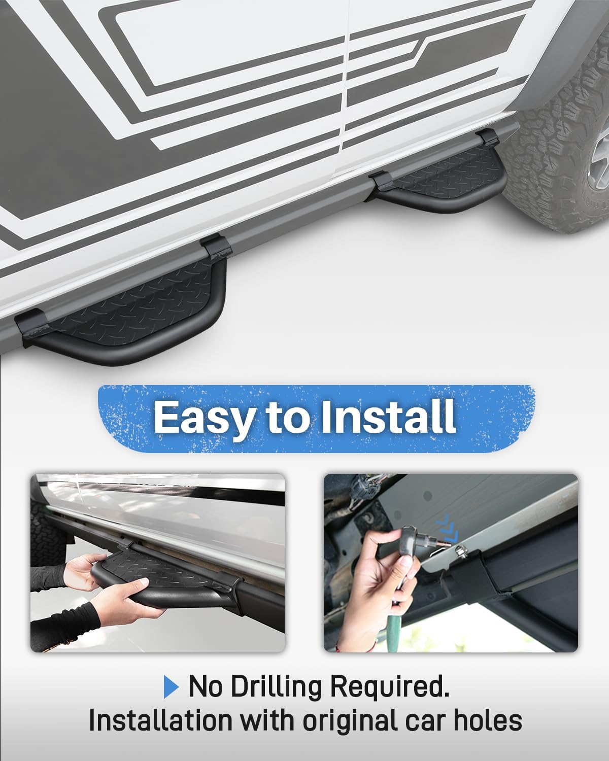 ROADER Bronco Side Steps for Ford Bronco Accessories 2021 2022 2023 2024 2/4 Door, Black Running Boards Side Steps Bar Nerf Bar fit Ford Bronco with Rock Rail 2PCS