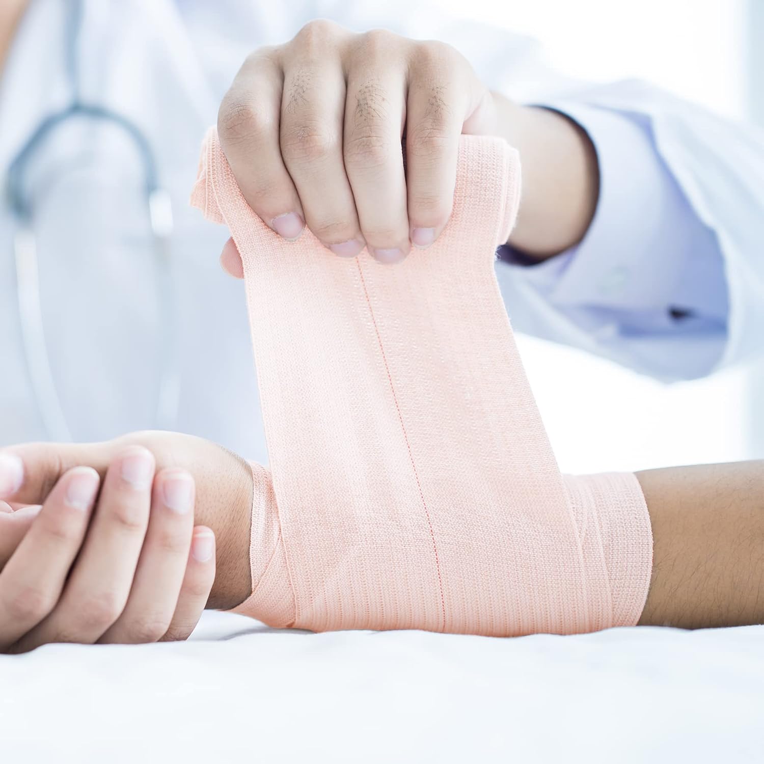 BQTQ 6 Rolls Elastic Adhesive Tape 4 Inch Elastic Bandage Wrap Self Adhesive Wound Wrap Self Adherent Stretch Bandage Sports Tape Elastic Tape Bandage for Wrist Ankle Swelling Sprains (Beige) - Image 6