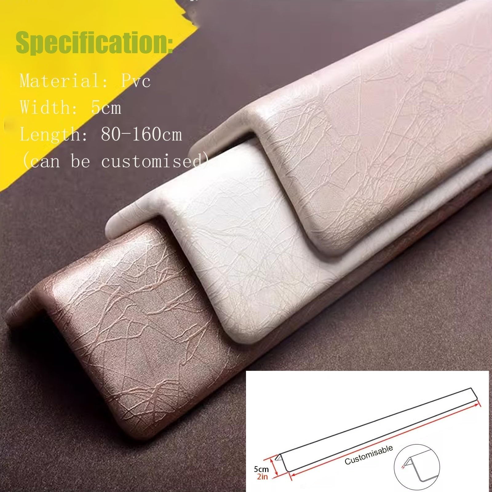 Protectores de Esquina para Pared, Protector de Parachoques de Seguridad para Muebles con Cinta, para Paredes de Yeso/Papel Pintado/Marcos de Puertas, 80 90 100 110 120 130 140 150 160cm de Largo, Tir