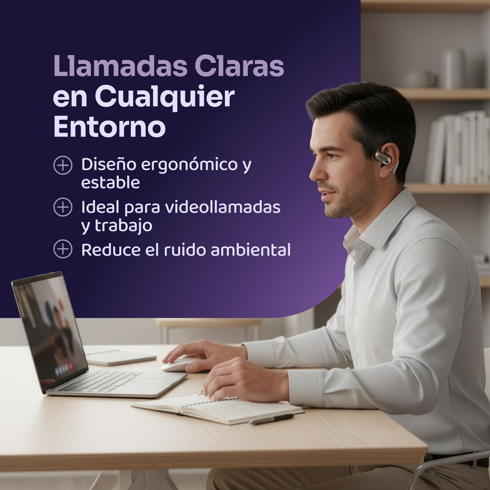 Auriculares Traductor en Tiempo Real con IA - Traductor Instantáneo de Voz para 144 Idiomas - Dispositivo Traductor de Oído Abierto 3 en 1 con Estuche de Carga para Viajes/Negocios/Aprendizaje.