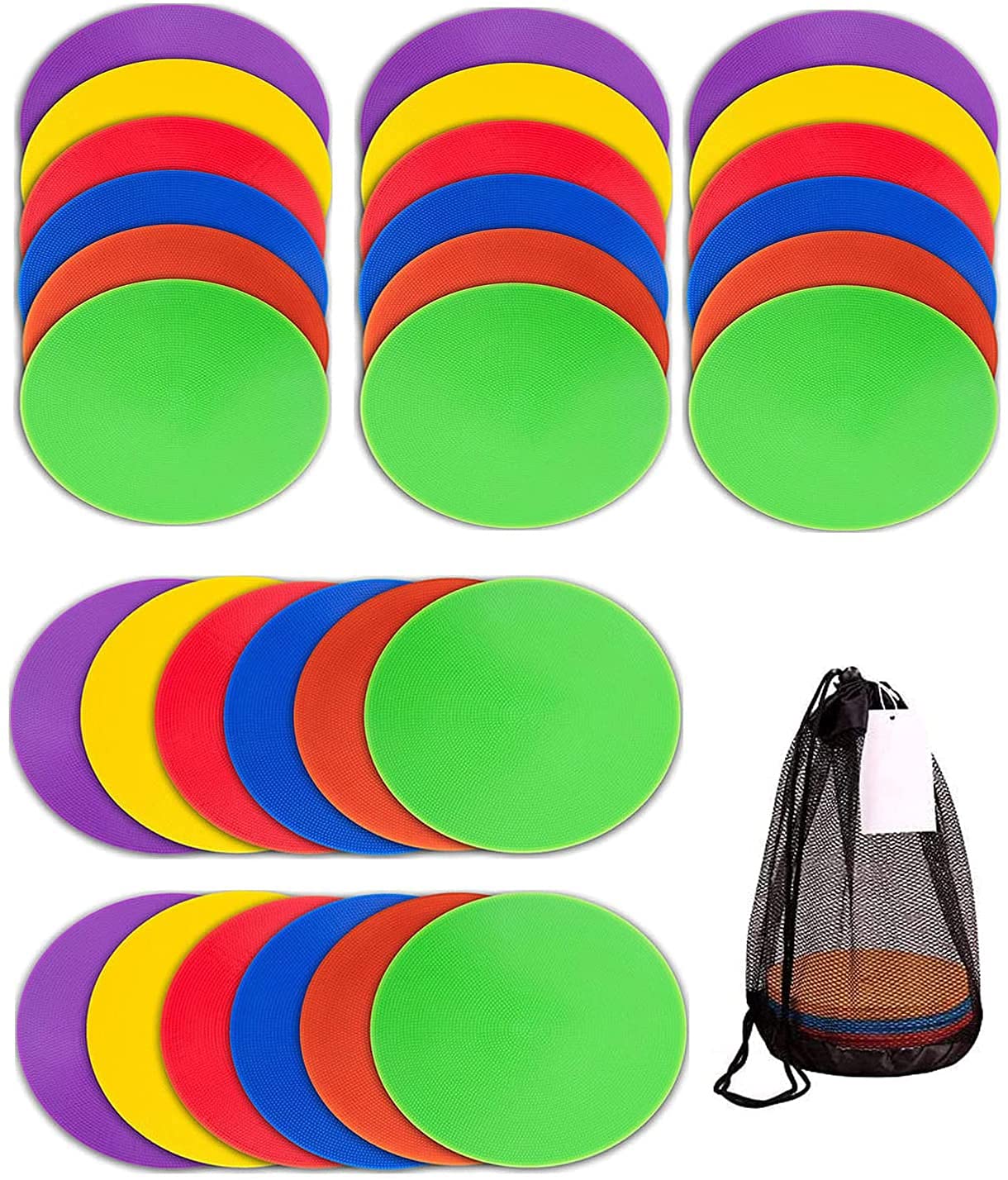 9 Inch Poly Vinyl Spot Markers, Non Slip Rubber Agility Markers Flat