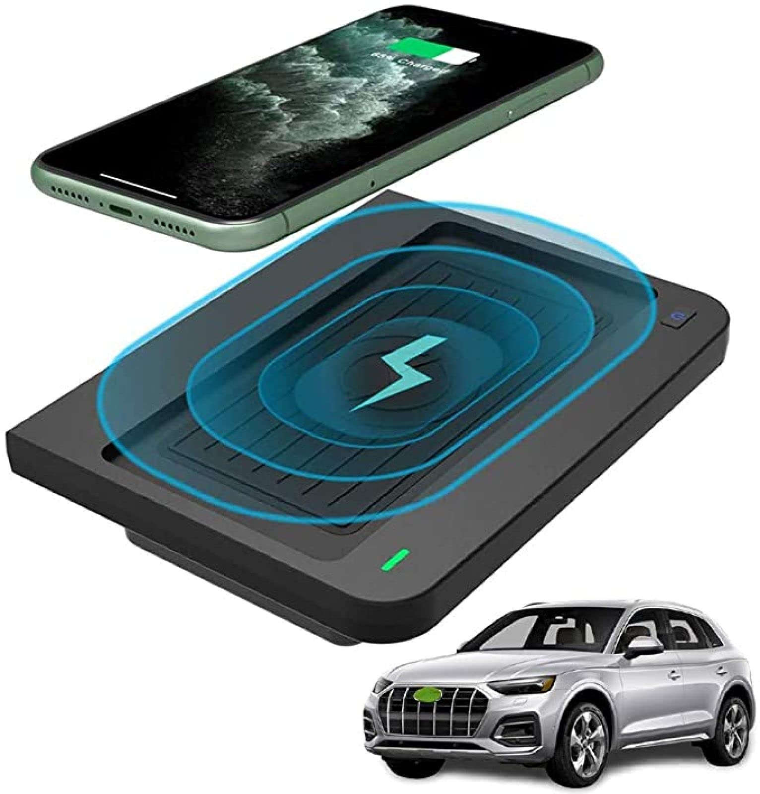XLARSH Wireless Car Charger 10W Fast Charging for a-u di Q5 SQ5 2018 2019 2020 3 Coils Phone Charger Pad a-u di Q5 SQ5 Center Console Accessory Panel for All Qi Phone
