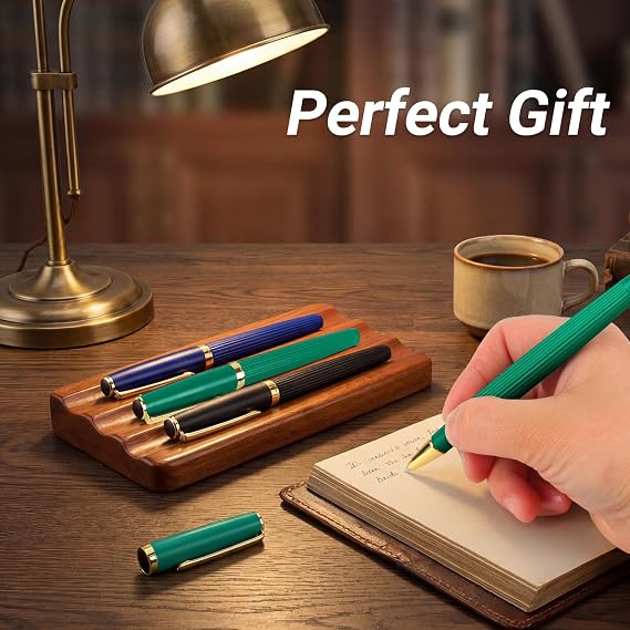 Luxury Rollerball Pen Smooth Writing Ball Point Pen, Premium Journal Pens with Schmidt Refills, Elegant Pen Gifts for Business Birthday (Black)