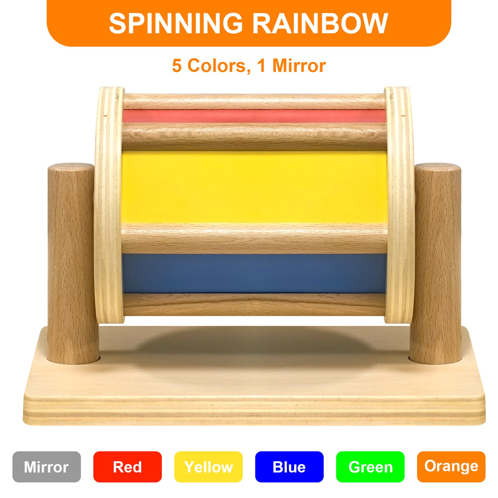 Set Giocattoli Montessori In Legno Per Bambini 1 Anno: 6 Pezzi Con Tamburo Della Pioggia, Rotante E Pila, Idea Regalo