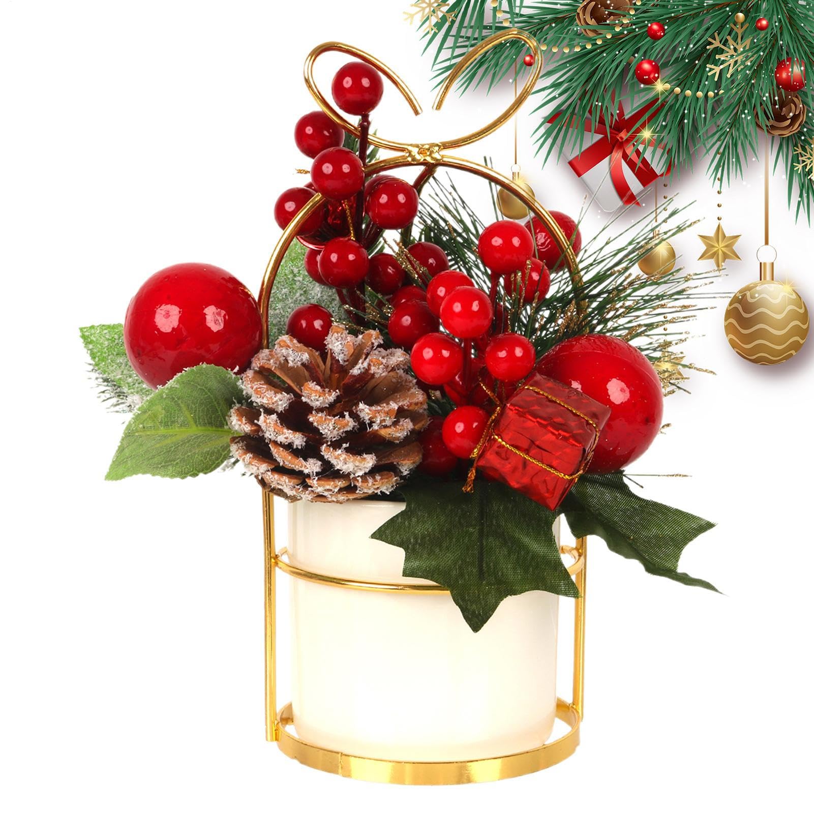 Plante artificielle avec pommes de pin, idée cadeau de Noël