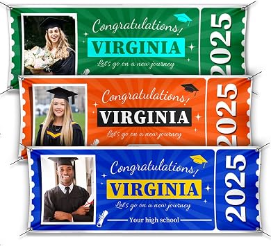Custom Graduation Banner Class of 2025, Personalized Photo Vinyl Banner for Gift,with Grommets ready for Hanging, Graduation Party Decoration for Yard,Outdoor