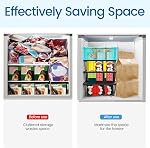4 Pack Freezer Organizer Bins, Freezer Baskets for Chest Freezer Stackable Deep for Sorting Frozen Meats and Food, Freezer Storage Basket with Foldable Handles