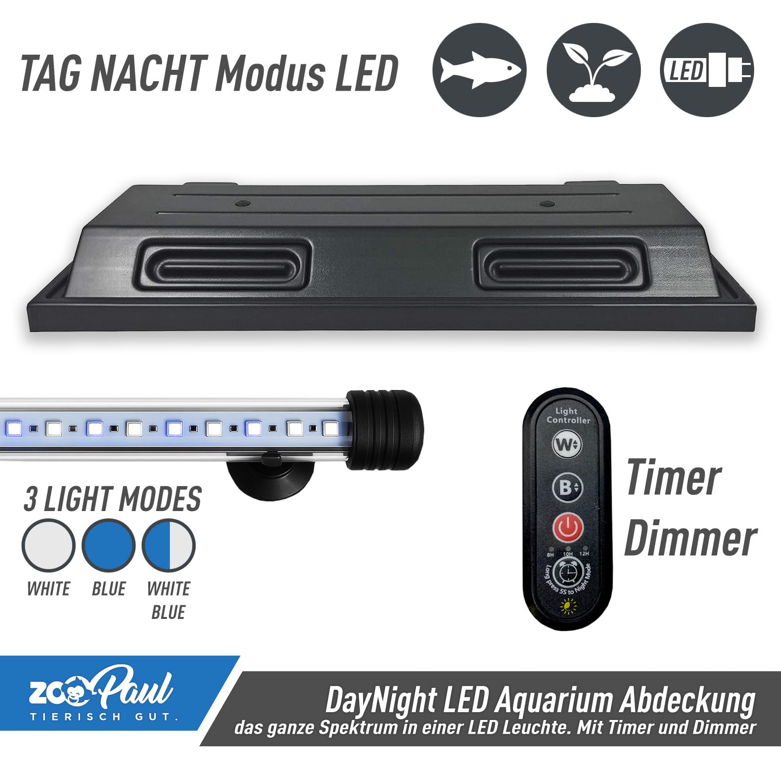 ZooPaul DayNight LED Aquarium Abdeckung (80x35cm)