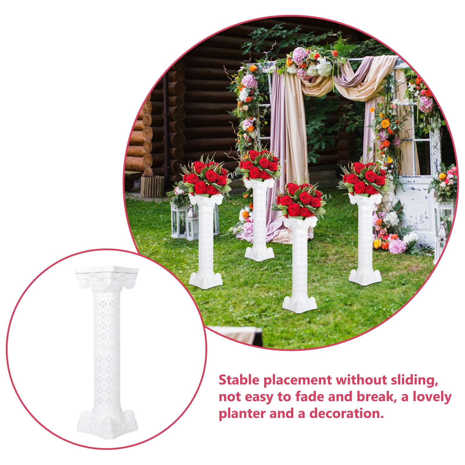 Vintage Pflanzkübel aus Kunststoff im Europäischen Stil Weißer Römischer Blumentopf Stabile Hochzeitspflanzsäule für Garten und Feierdekoration