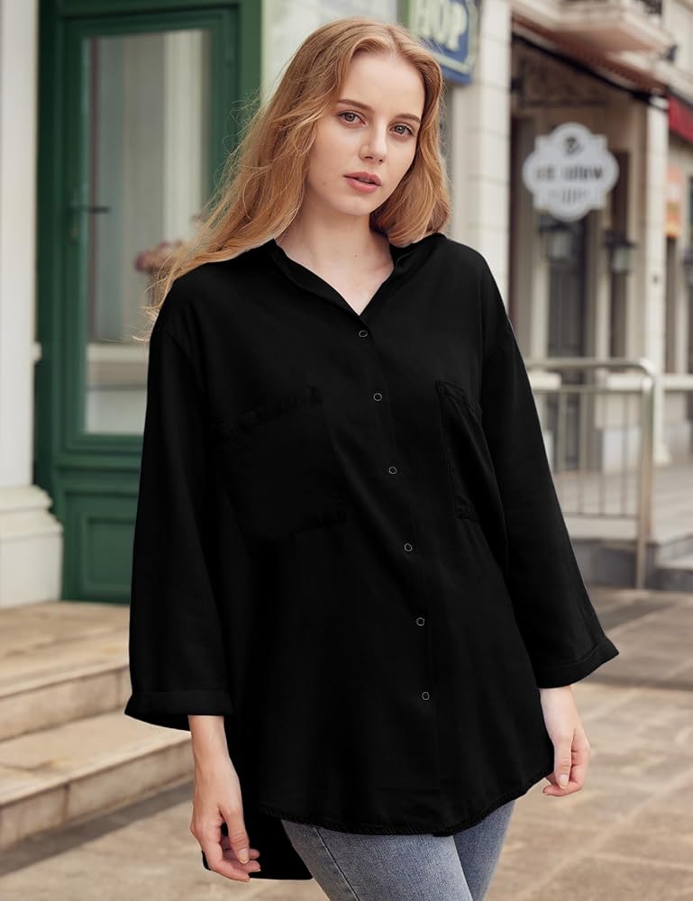 Yimoon Womens Denim Shirt Chambray Blue Button Down Jean Shirt