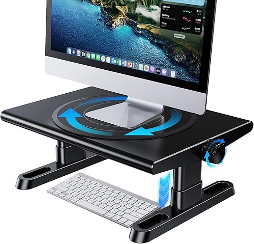 Soporte elevador para monitor para escritorio, rotación de 360 libremente altura ajustable por perilla, 4.4-5.8 pulgadas, soporte ergonómico para