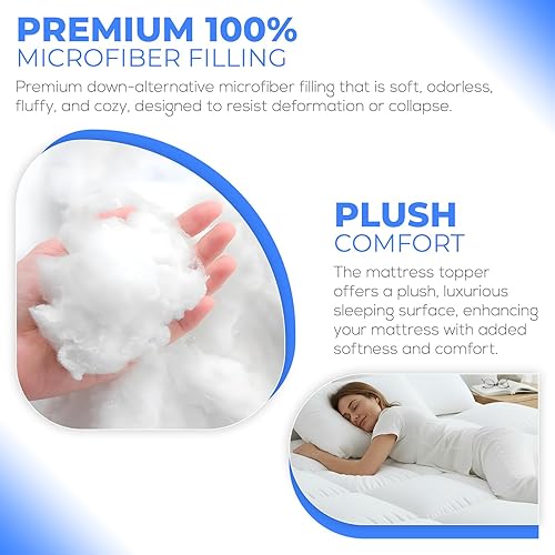 Miniatura 6 de Cubrecolchón refrescante extra grueso – Protector de colchón que reduce el dolor, protector acolchado suave, alternativa de relleno excesivo, parte