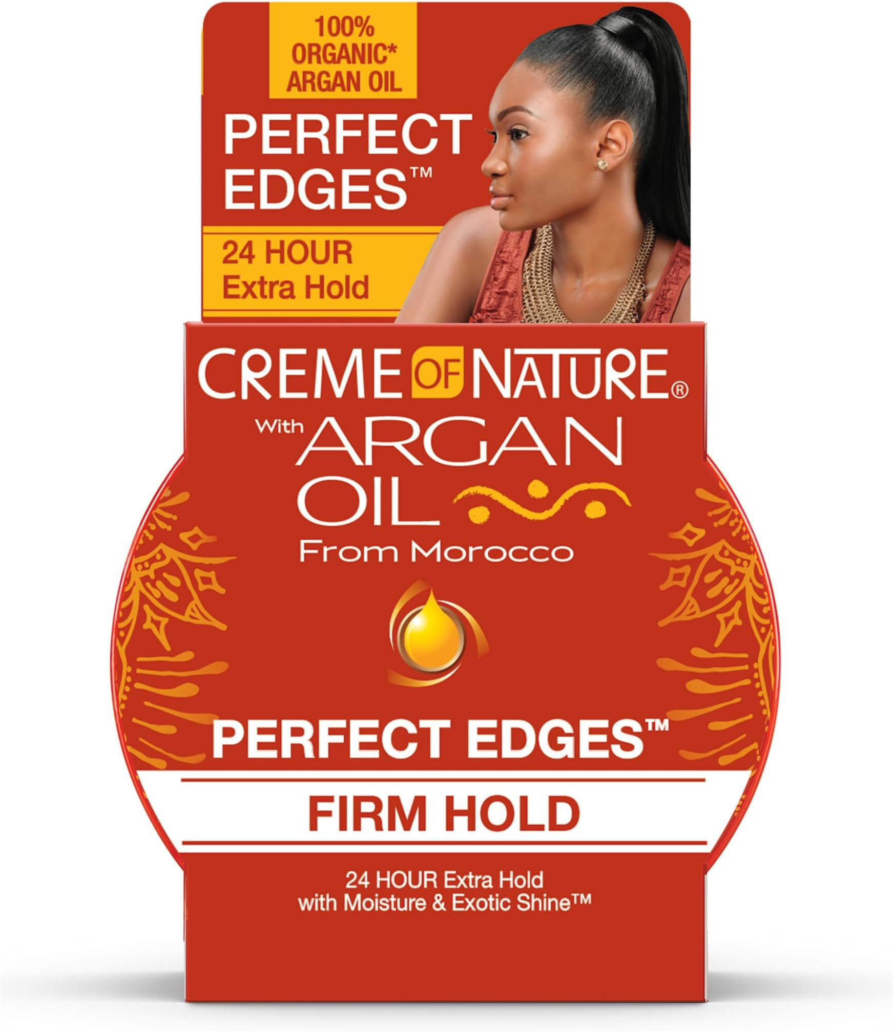 Argan Oil Edge Control Gel, Perfect Edges by Creme of Nature, 24 Hour Hold with Moisture and Exotic Shine, 2.25 Ounce (Pack of 6)
