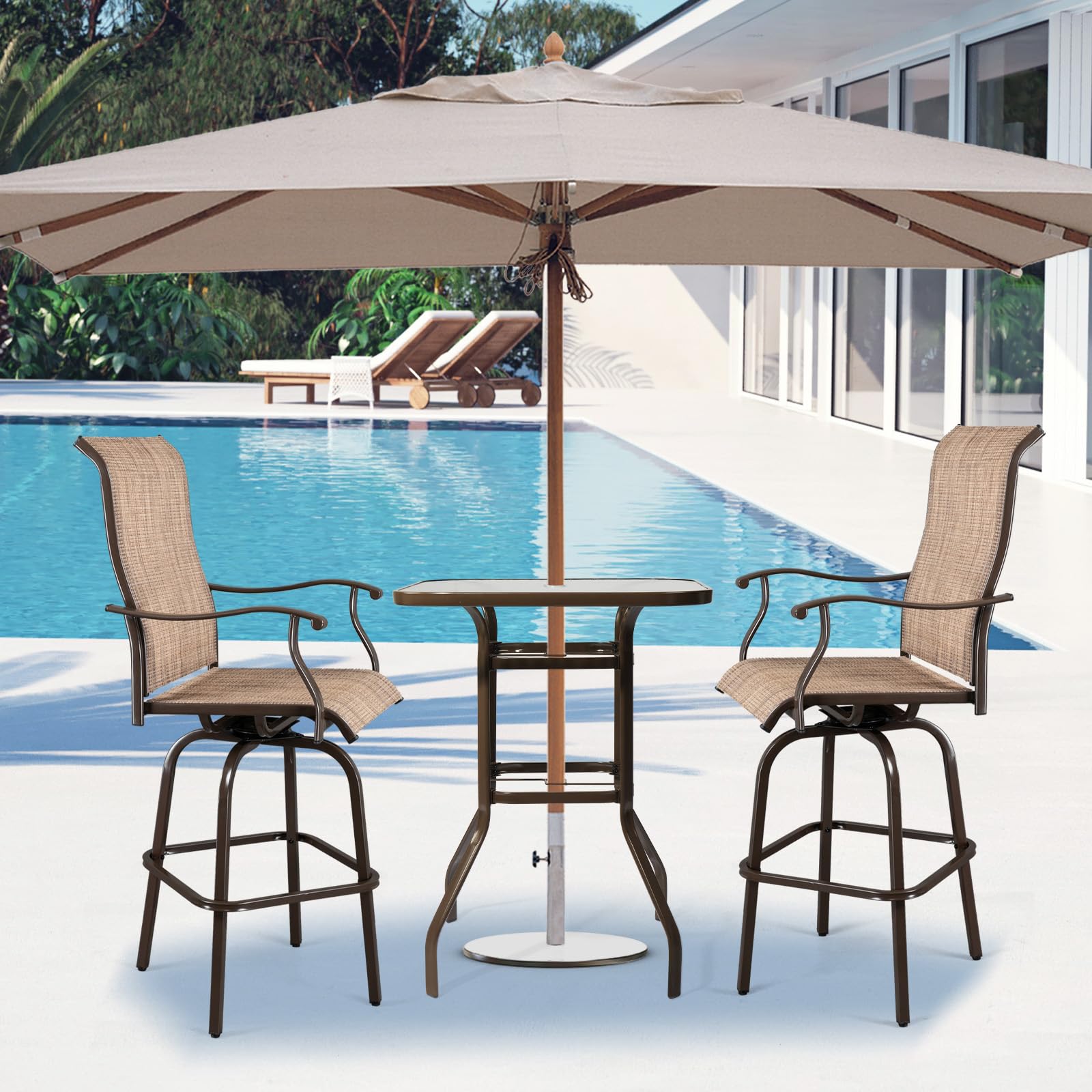 bartop patio umbrella table Amazon.com: Bonnlo Patio Bar Table with Umbrella Hole, Metal Outdoor Pub  Table, High Top Bistro Table for Deck : Patio, Lawn & Garden