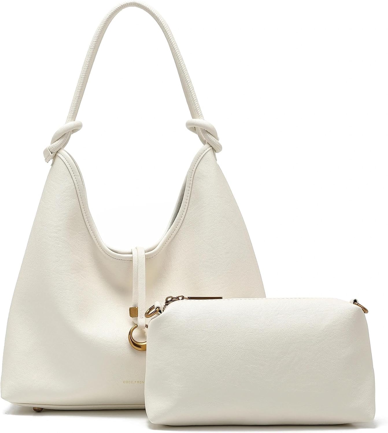 Hobo Bag for Women, 2 in 1 Tote Bag Set with Detachable Pouch, Soft Slouchy Shoulder Crossbody Purse