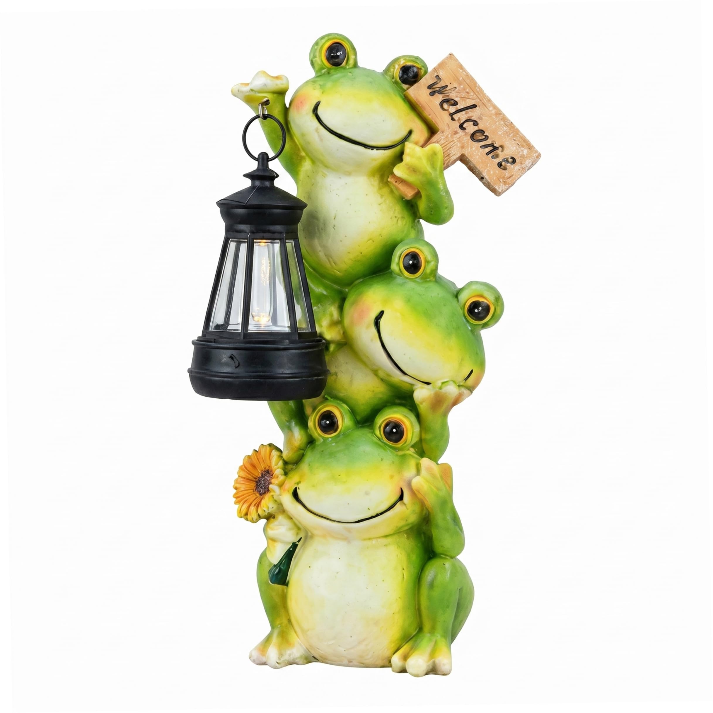 Statue de grenouille solaire pour éclairer un jardin sombre sans travaux électriques