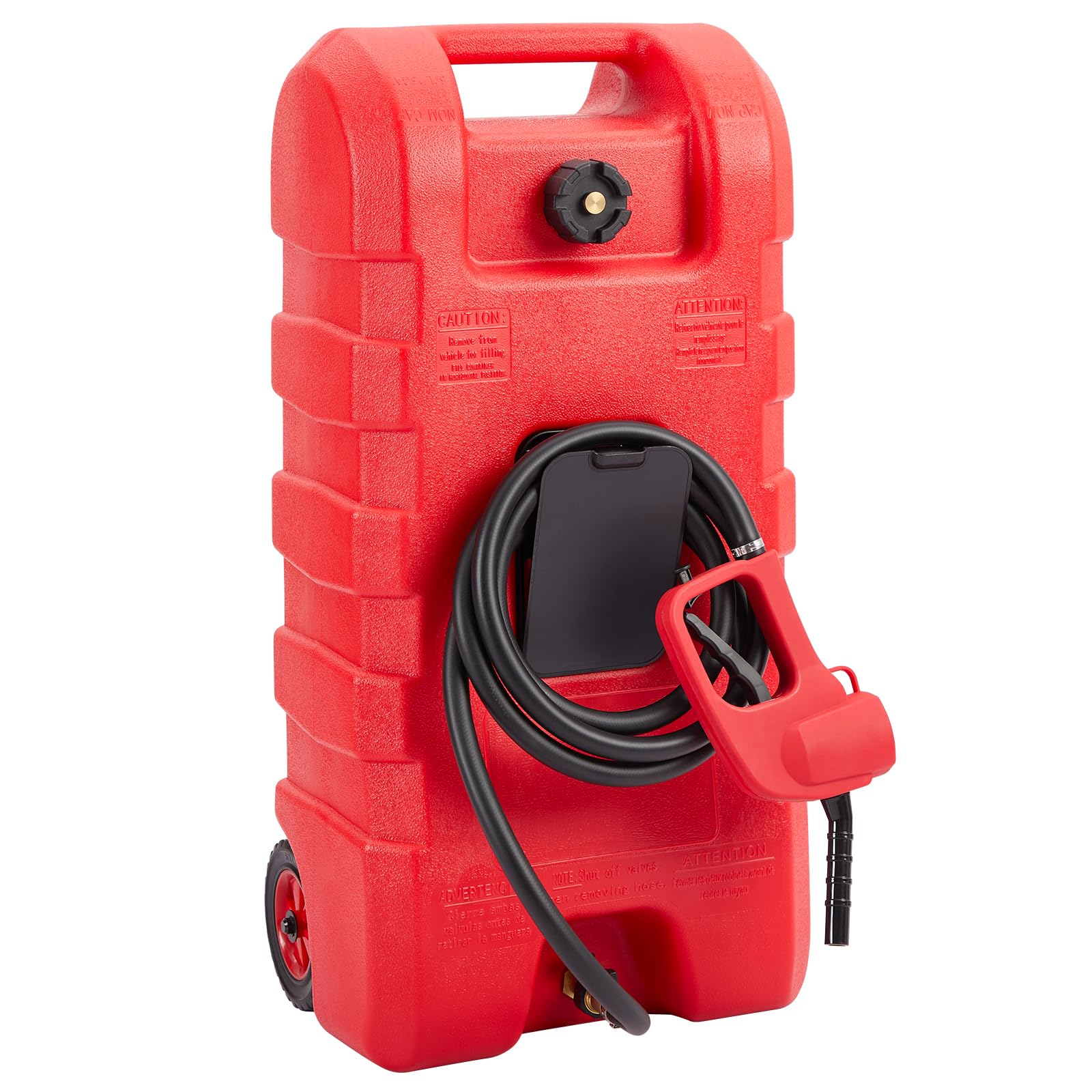 Depósito de combustible de 57 litros, carro de combustible portátil con ruedas y bomba manual, manguera de 3 m + válvula de cierre, transferencia rápida de 7,5 l/min, bidón de gasolina para ATV, UTV