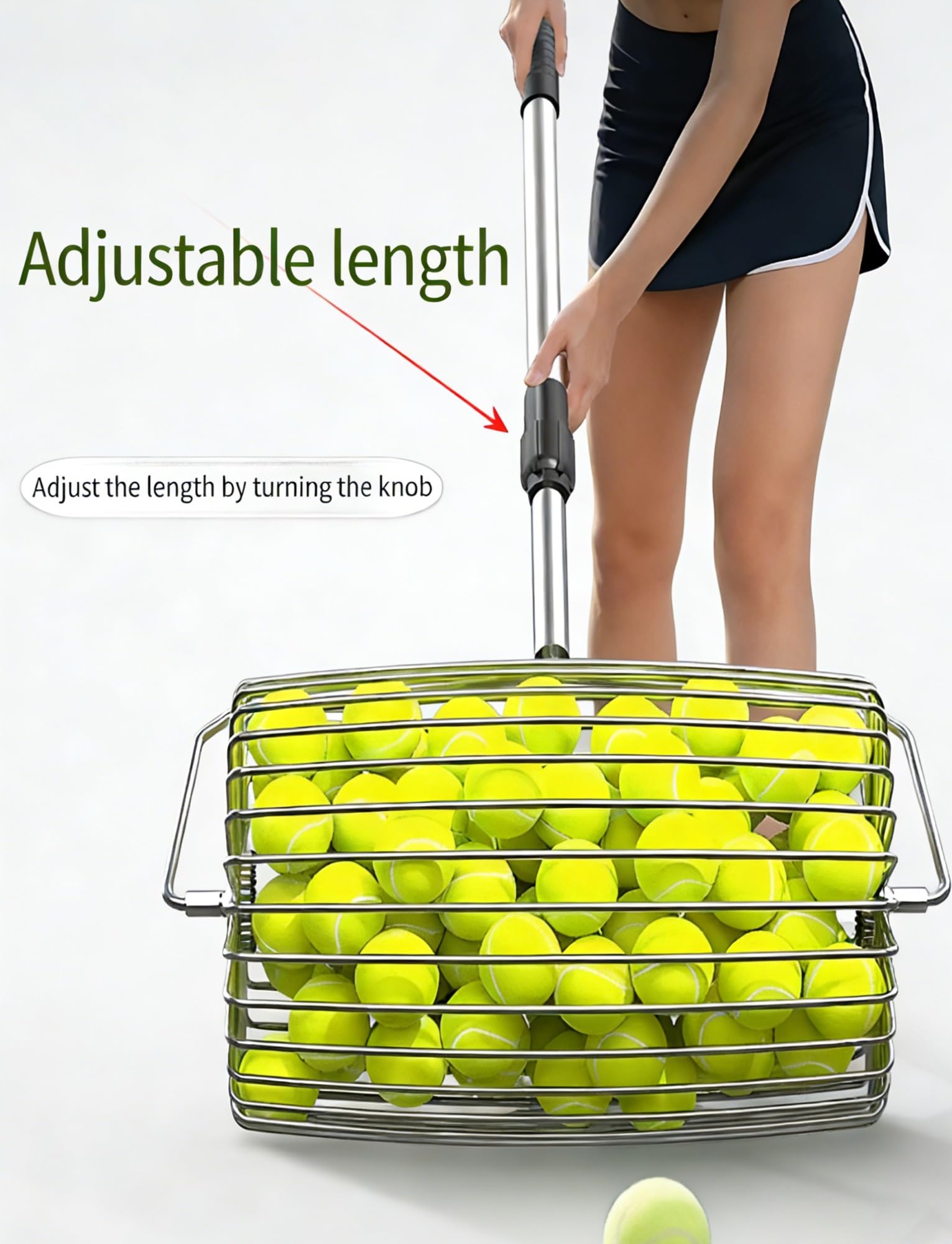 Rullo per recuperare palline da tennis e collezionisti, regolabile, in acciaio inox, per allenamento di tennis e pickleball