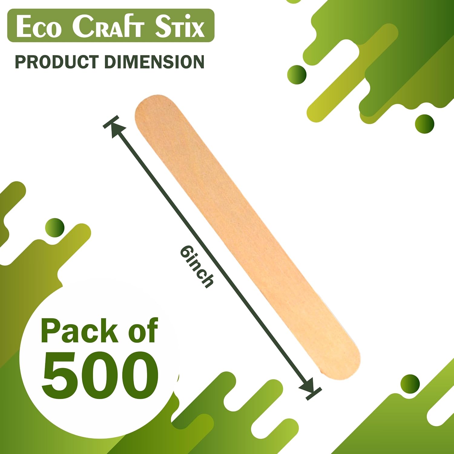 Eco Craft stix Jumbo Craft stix. Pack of 500 Count. 6 inches