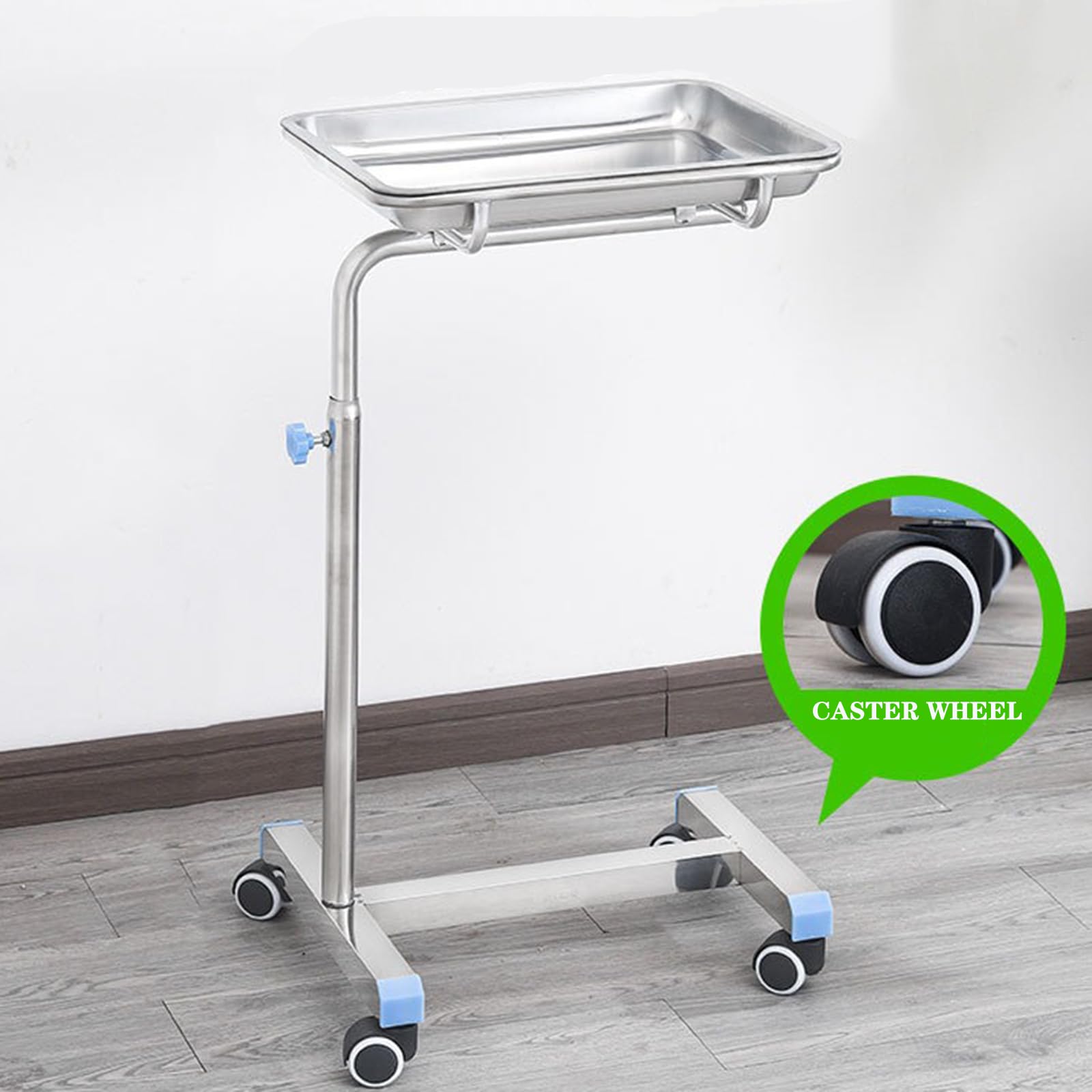 Carrello Medico, Carrelli da Laboratorio in Acciaio Inossidabile, Carrello da Laboratorio con Rotelle, Dotato di Quattro Ruote Girevoli, per Laboratorio, Clinica, Ospedale, Salone,Argento,A