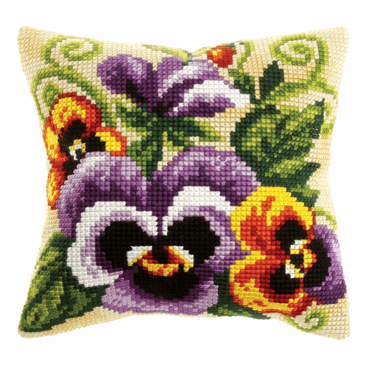 Orchidea Pansies Pillow Needlepoint Kit