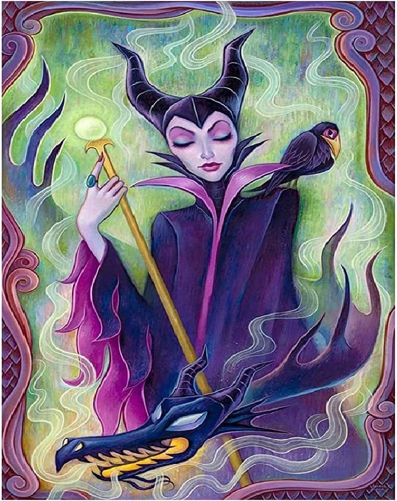 TINDAY Paint by Number Disney DIY Paint by Number Kits for Kids Adults Beginners DIY Canvas Painting by Numbers Witch Acrylic Painting for Home Decoration Paint by Numbers for Kids Witch 16x20 Inch