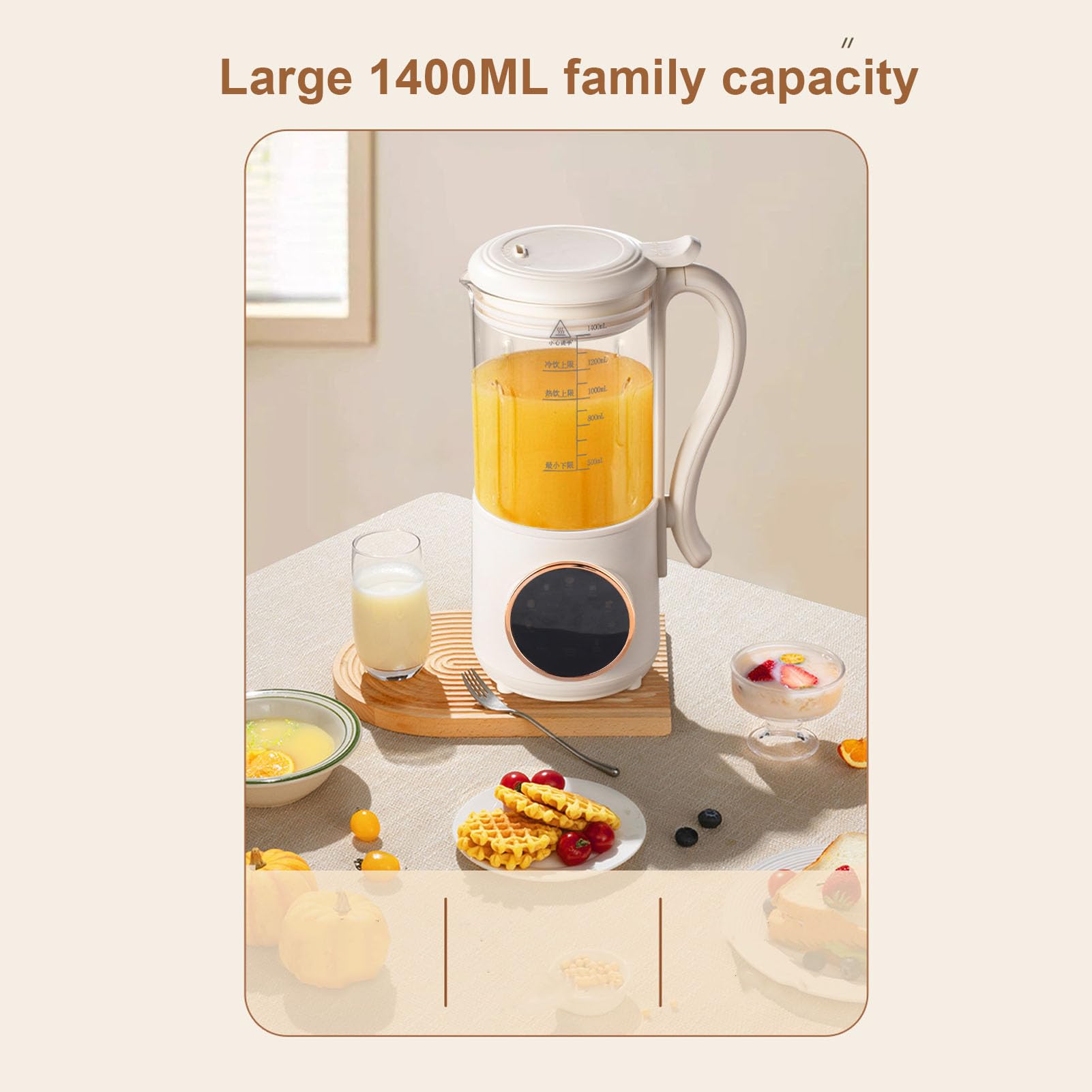 Topiky Máquina Automática para Hacer Leche de Soja, 1400ml, Calentamiento Automático, Máquina de Cocina Multifuncional, Procesador de Alimentos para Bebés para el Hogar, Exprimidor de Leche de Nuez,