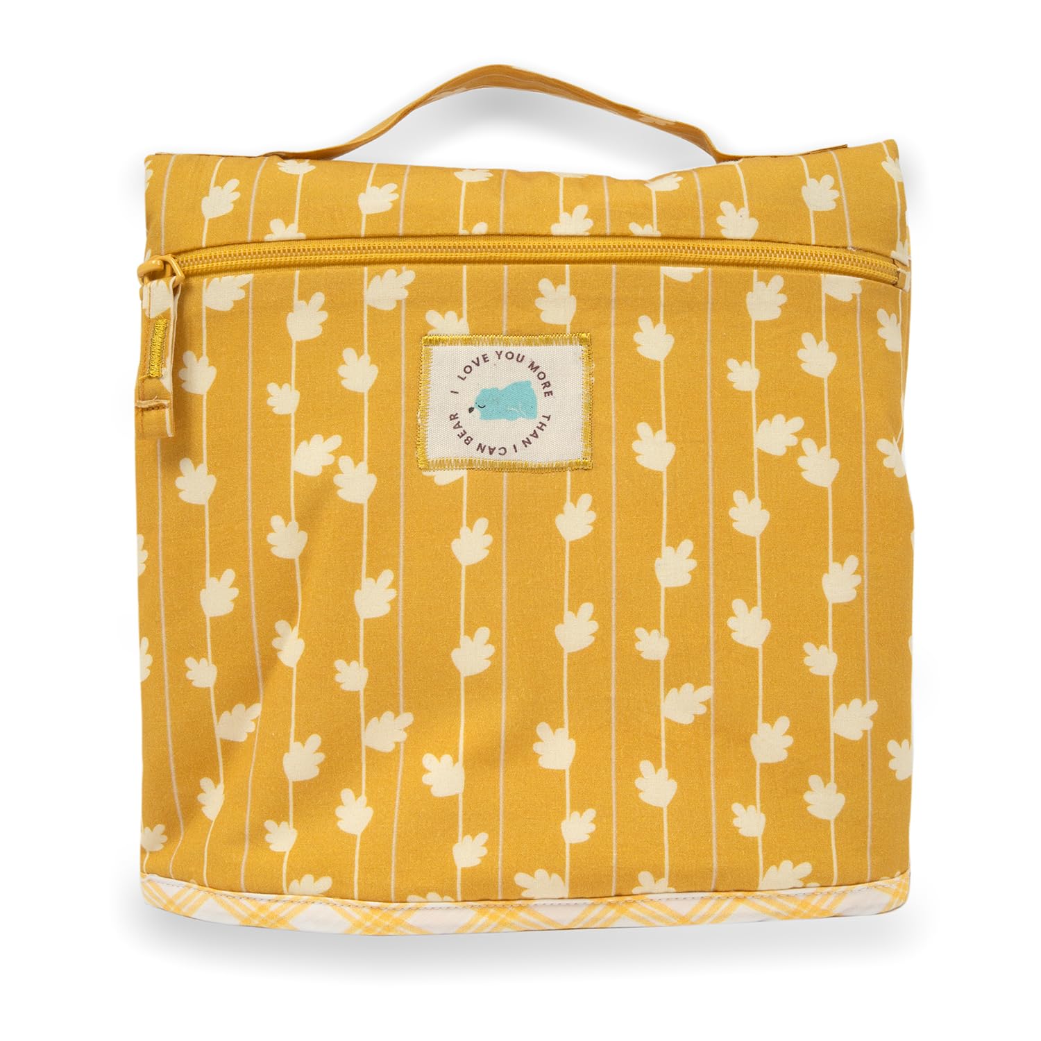 Tidy Sleep Baby Portable Diaper Changing Mat – Waterproof, Foldable Travel Mat with Storage Pockets & Soft Padding Pillow–Easy-to-Carry Changing Station Organizer for Newborns & Toddlers (Golden Petals)-image-9