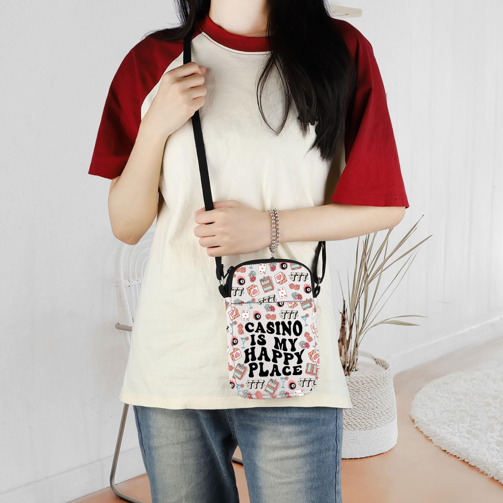 ENSIANTH Casino Player Crossbody Bag Casino Gambler Gift Poker Player Messenger Bag Gambling Lover-777 Slot Machine Gift