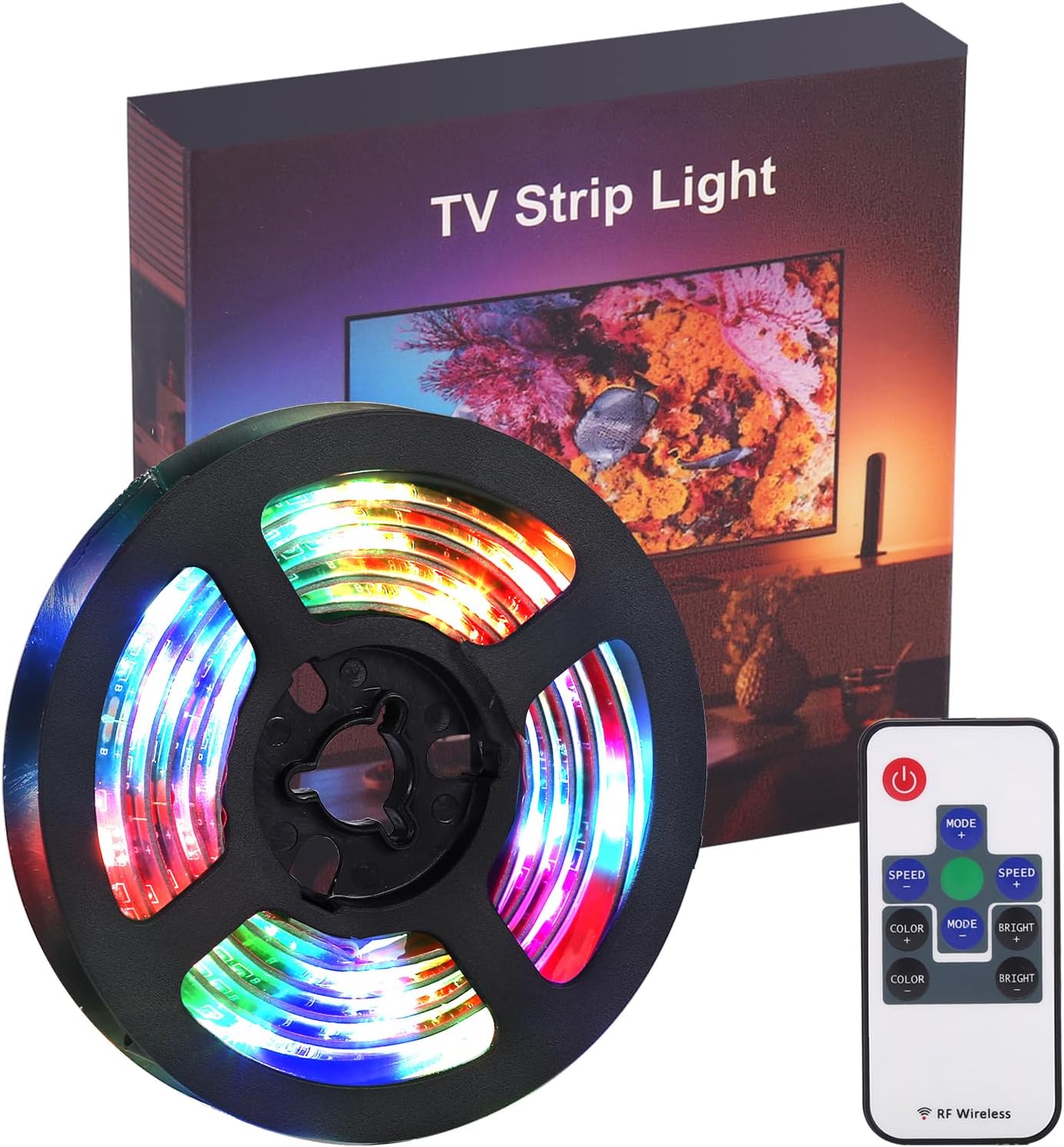 Criacr TV Back Light, 1 M USB LED Strip Light with 30 LED, 16 Colors, 4 Lighting Modes, Versatile Remote Control, USB Bias Lighting Kits for 24-42 Inch HDTV, PC Monitor, Flat Screen TV
