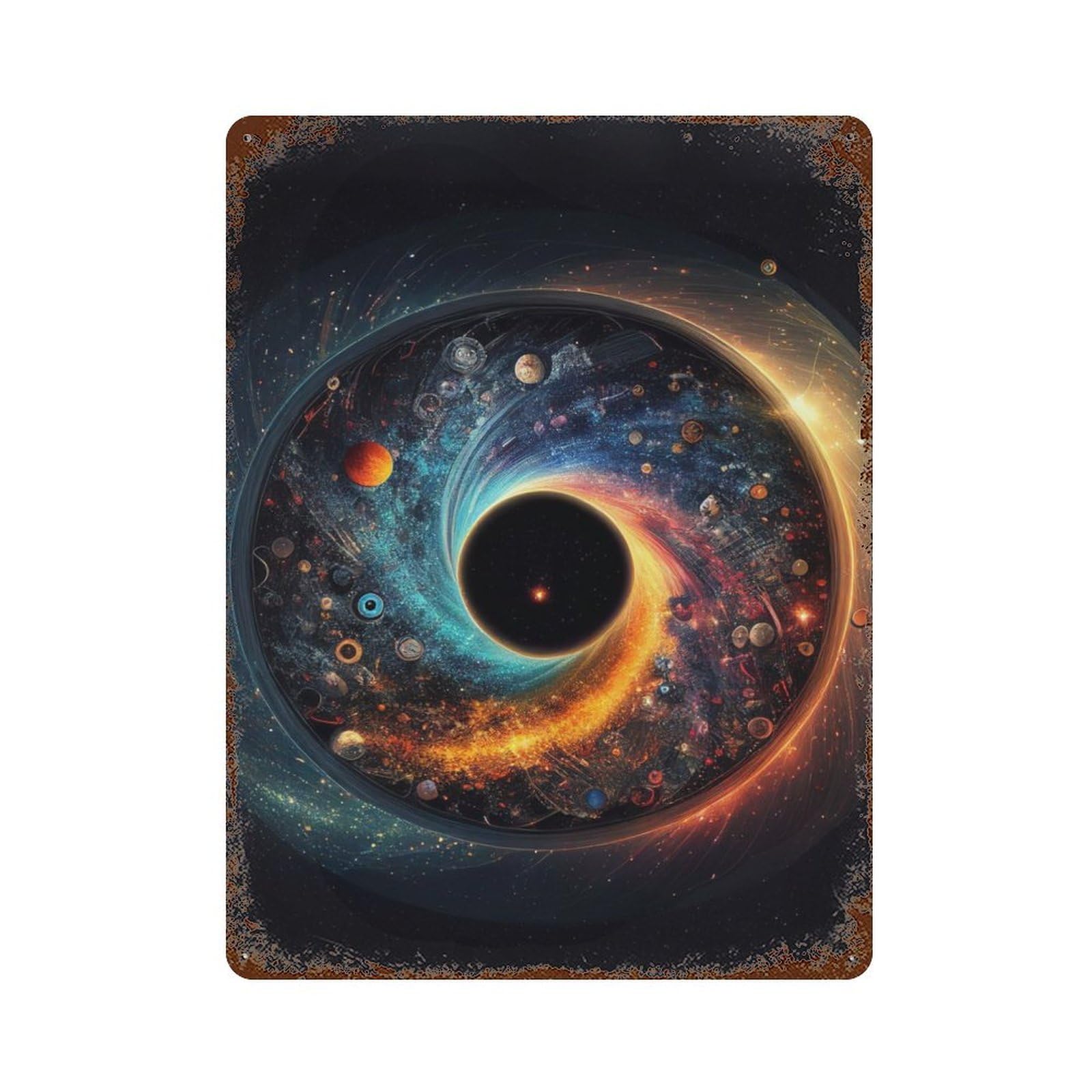 Universes Expansion Rusty Metal Tin Sign 15.7"x11.8", Ideal for Farmhouse, Kitchen And Entryway Decor