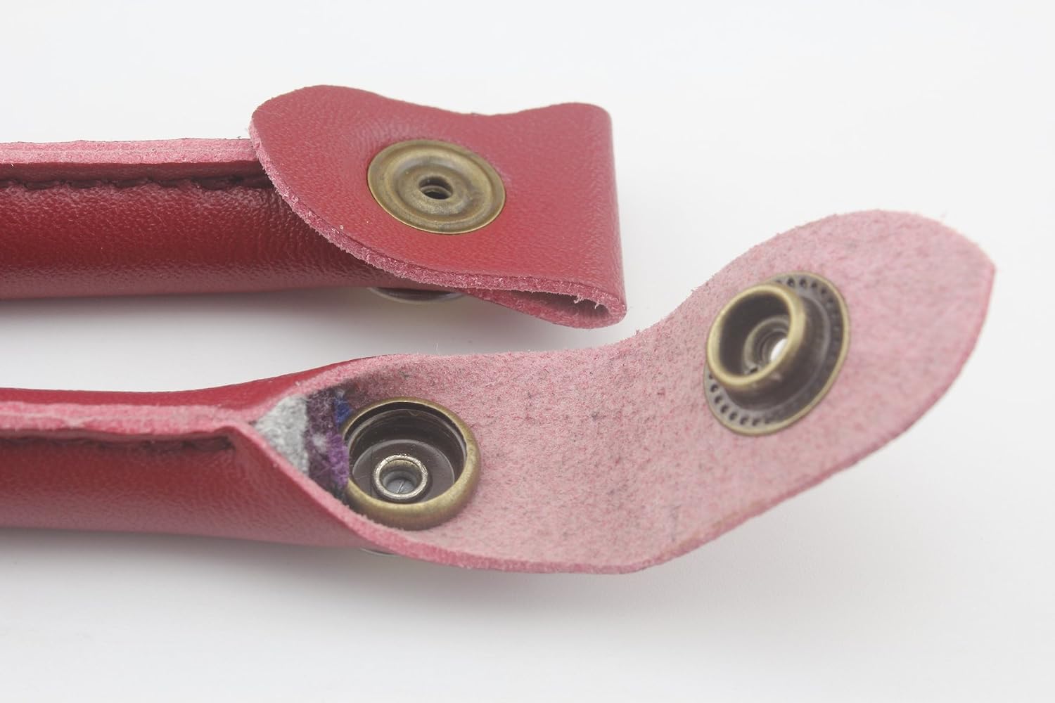3dancraftit Pair of Microfiber PU Leather Handbag Purse Strap Handles with snap Fastener for Purse Bag Making Replacement 13 3/4"/ 35cm Red CK62E