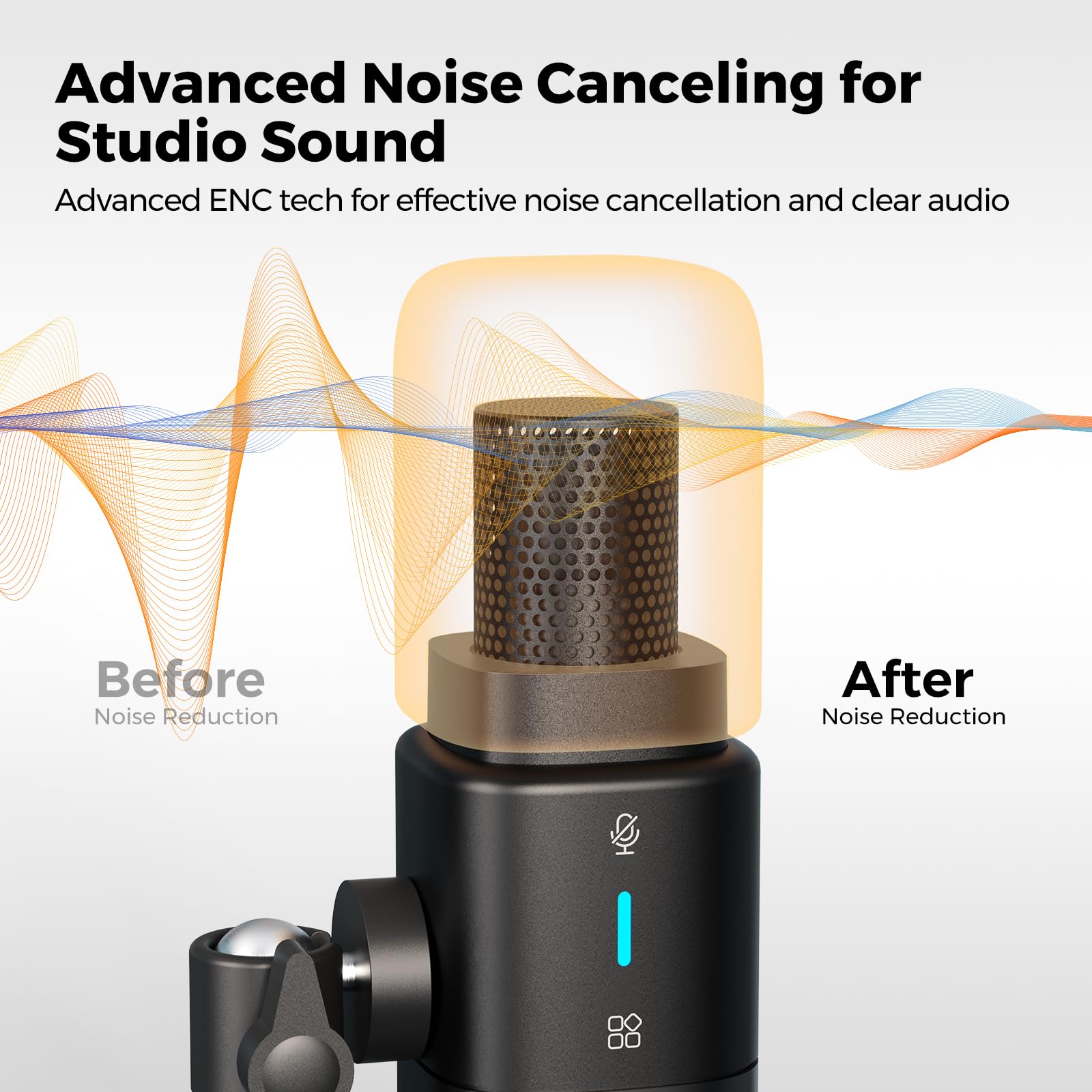NearStream Micrófono condensador XLR/USB con cancelación de ruido/control de volumen/conector de auriculares/silencio, micrófono de podcast para PC/mezclador de audio, micrófono de escritorio para