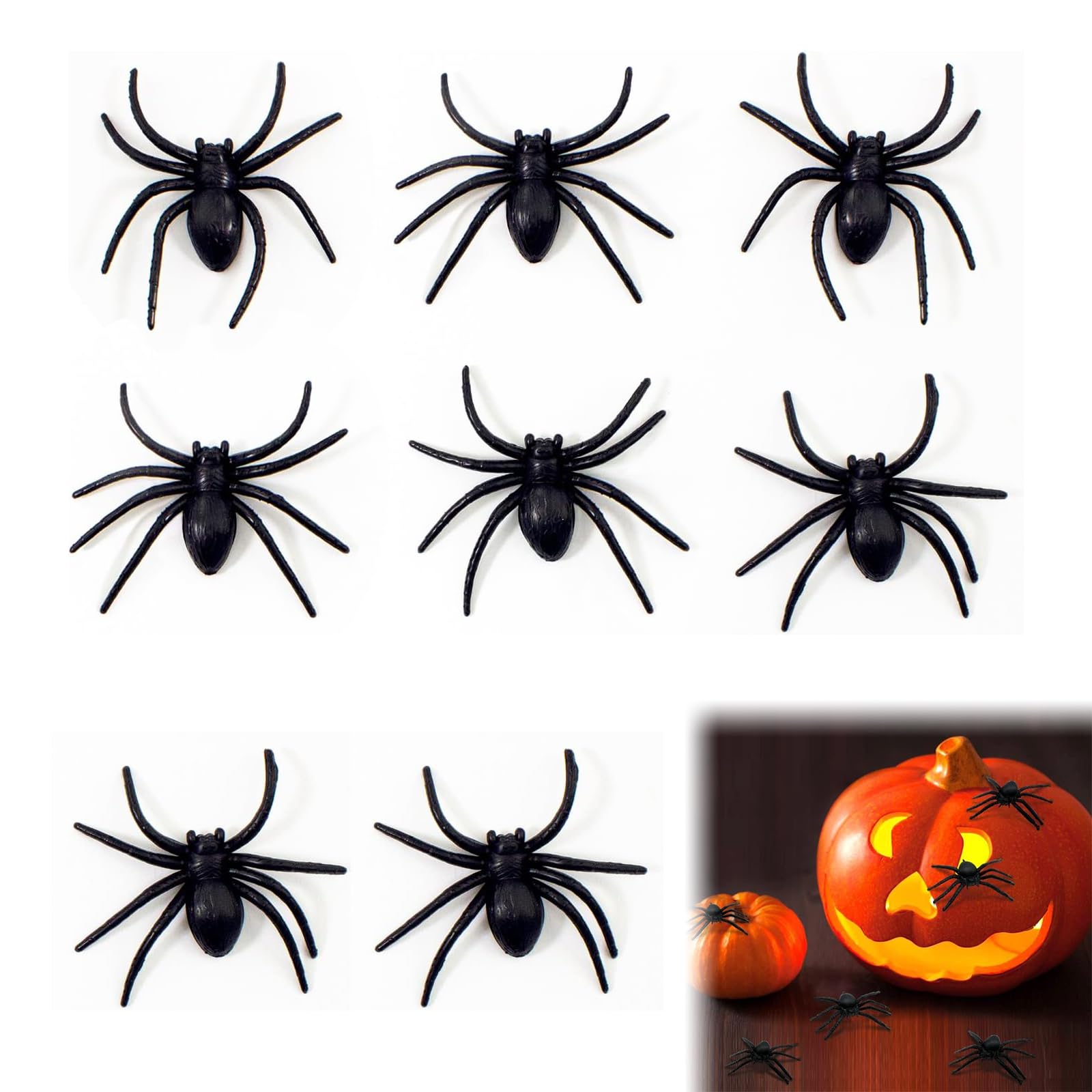 100 pezzi di ragno realistico di Halloween, ragno di plastica, scherzo