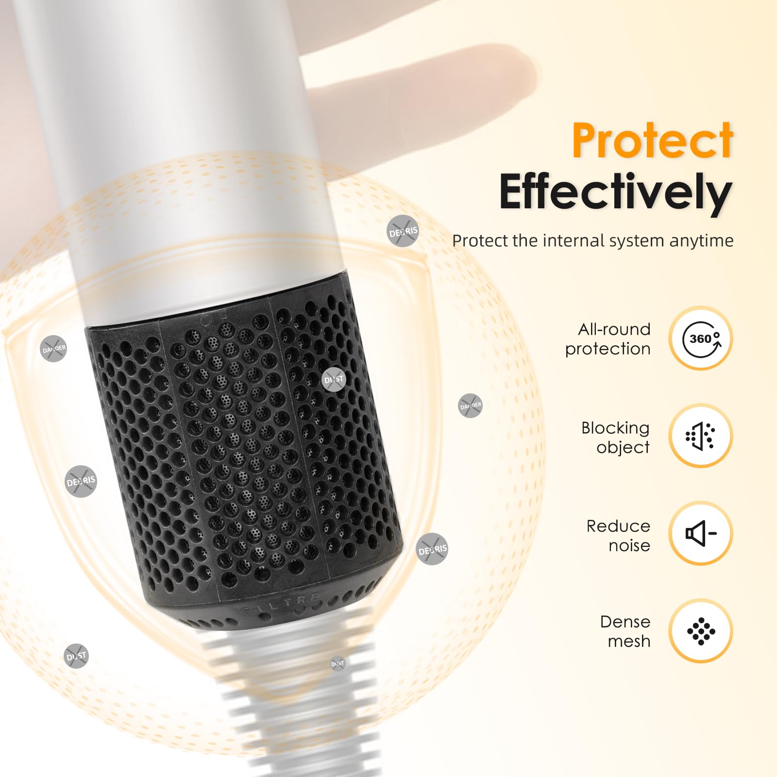 Filtre extérieur magnétique de rechange pour sèche-cheveux Dyson Supersonic HD01 HD03 HD08 HD15 - Accessoires de réparation en maille (noir)