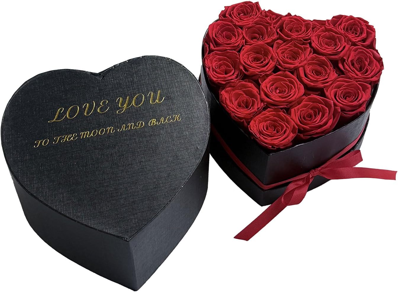 Preserved Roses Valentines Day Gifts for Her Birthday and Mothers Day Forever Flowers Heart Shape Box (Red-16 Roses) - Image 2