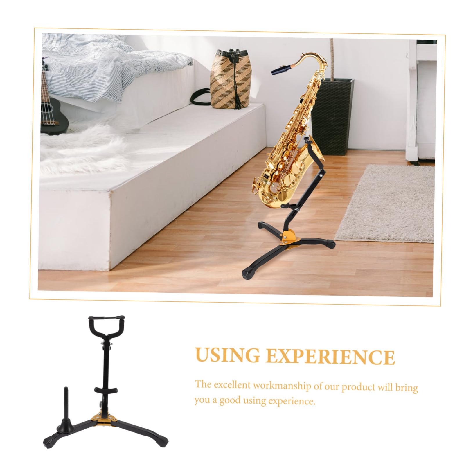 Supvox Altsaxophon Ständer Klappbar, Tragbarer Sax Rack aus Eisen und Abs | Schwarze Ausführung, Stabiler Schutz mit Schaumstoff, für Musikschule und Zuhause