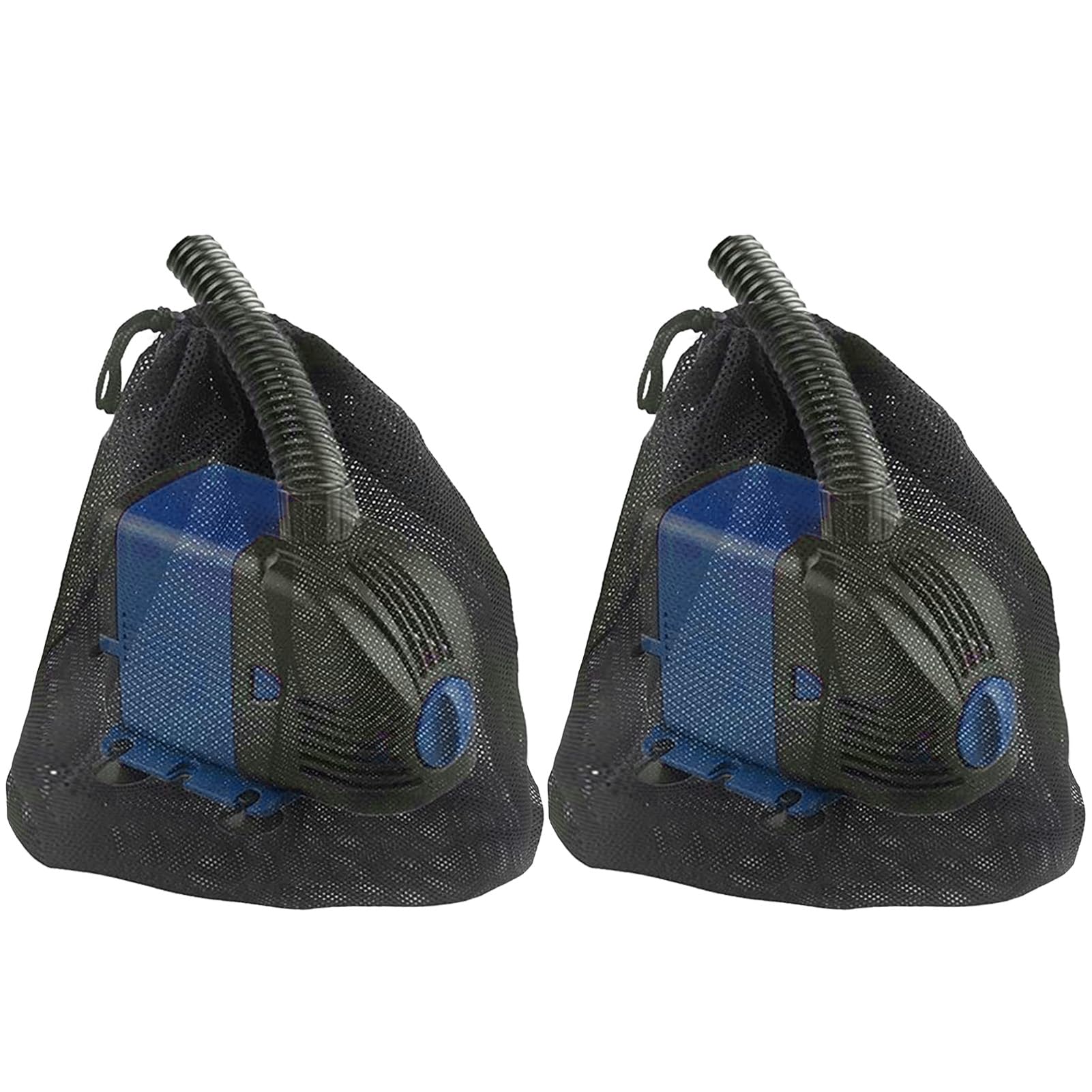 2Pack Pump Barrier Bag 17.7"x 17.7" Black Media Bag with Drawstring for Most Pumps Pond Pump，Nylon Material Fabric Mesh Bag for Outdoor Water Ponds Biological Filters (17.7"x 17.7")