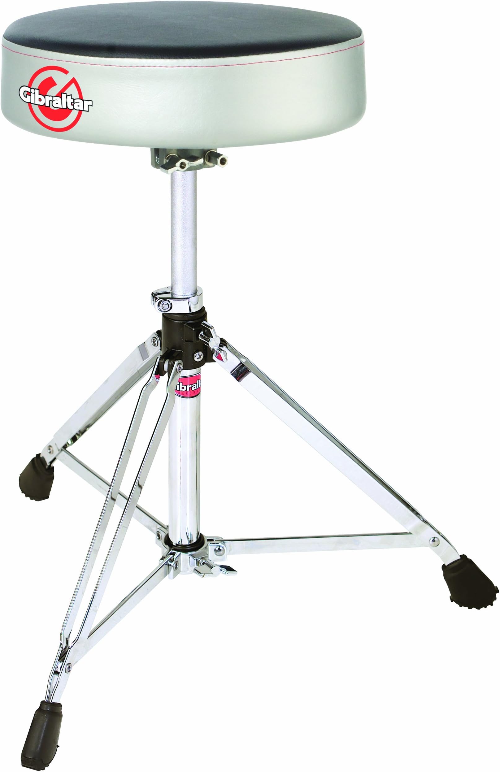 Gibraltar 6608RSG Double Braced Throne Base Round Seat, Satin Grey Silver Finish