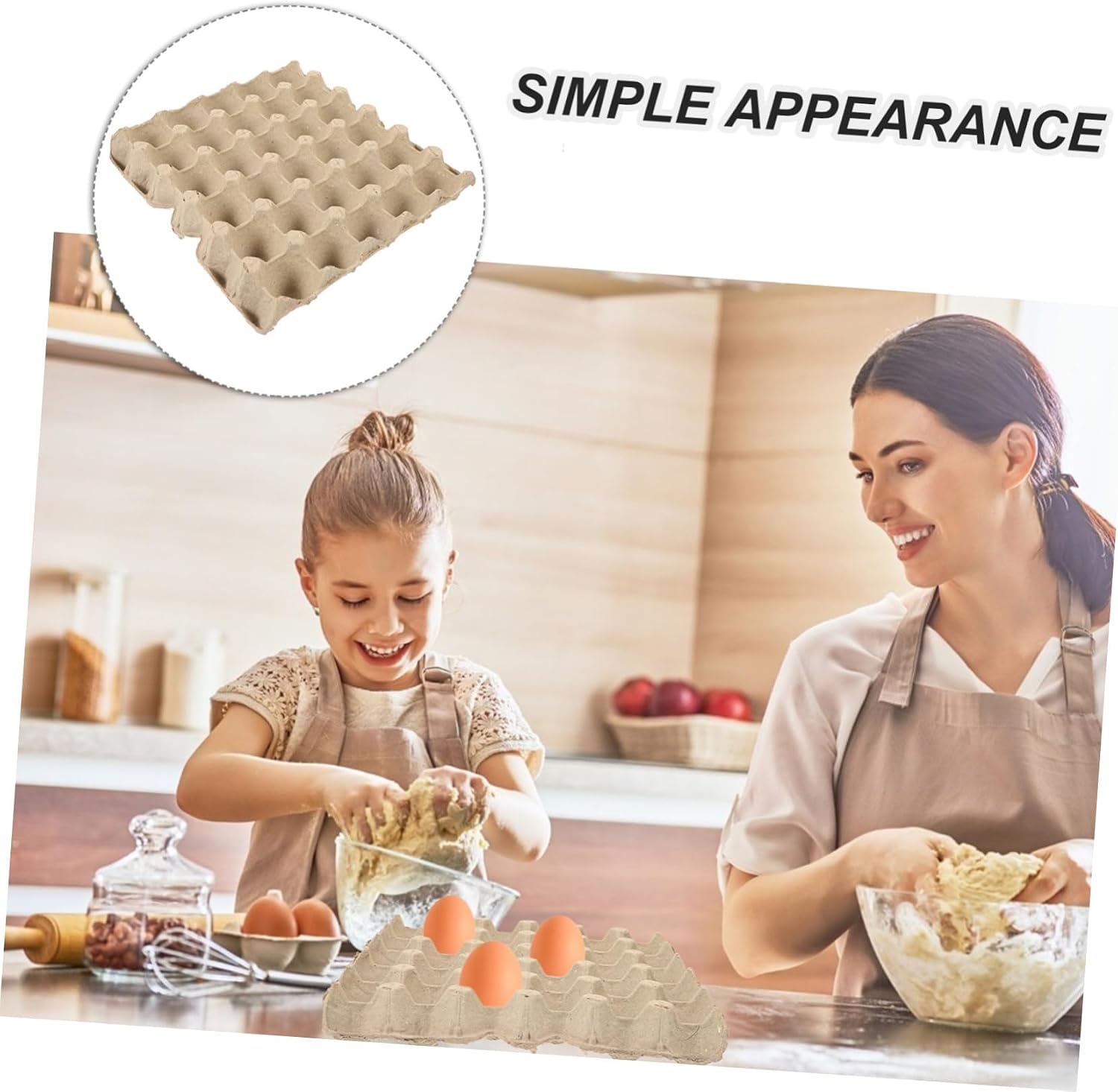 30-count Biodegradable Paper Pulp Egg Tray for Kitchen and Refrigerator Storage Eco-conscious Egg Box for Farm and Household Use Organizer
