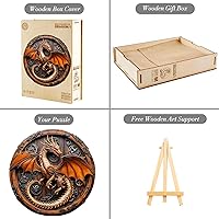 Vista 4 de KAAYEE Rompecabezas de madera para adultos, rompecabezas de madera con diseño de dragón mecánico con visión 3D, rompecabezas de madera avanzado